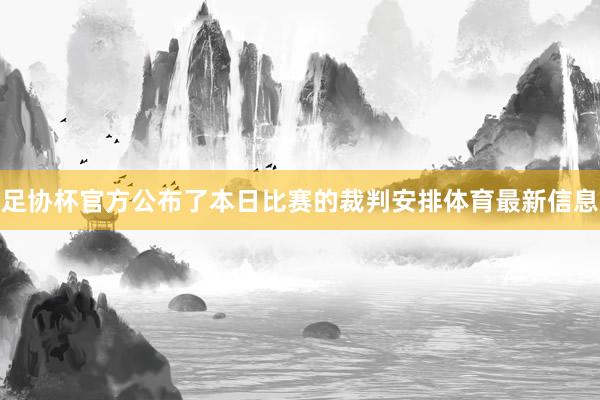 足协杯官方公布了本日比赛的裁判安排体育最新信息