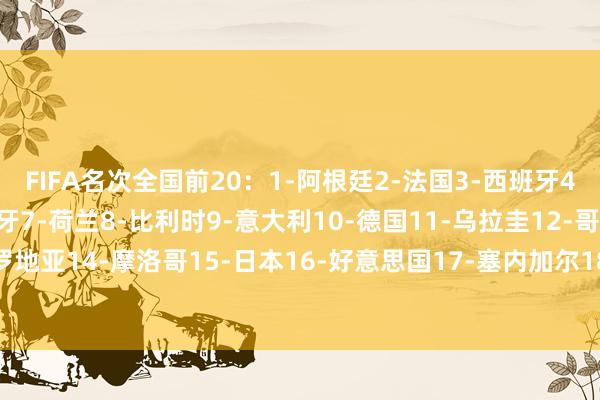 FIFA名次全国前20：1-阿根廷2-法国3-西班牙4-英格兰5-巴西6-葡萄牙7-荷兰8-比利时9-意大利10-德国11-乌拉圭12-哥伦比亚13-克罗地亚14-摩洛哥15-日本16-好意思国17-塞内加尔18-伊朗19-墨西哥20-瑞士体育最新信息