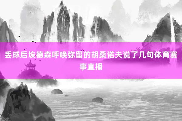 丢球后埃德森呼唤弥留的胡桑诺夫说了几句体育赛事直播