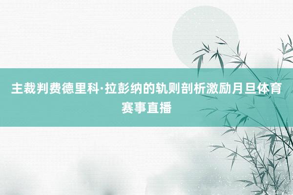 主裁判费德里科·拉彭纳的轨则剖析激励月旦体育赛事直播
